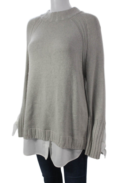 Brochu Walker Womens Cashmere Pullover Sweater Gray Mock Neck Size S