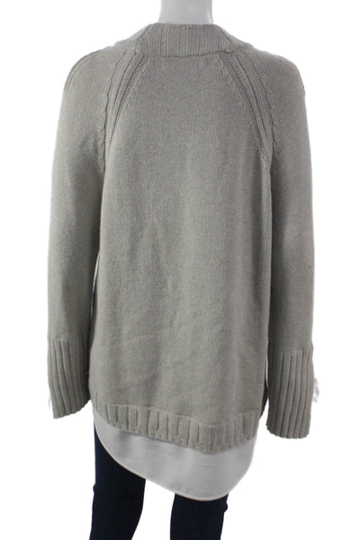 Brochu Walker Womens Cashmere Pullover Sweater Gray Mock Neck Size S