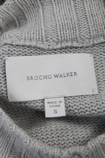 Brochu Walker Womens Cashmere Pullover Sweater Gray Mock Neck Size S