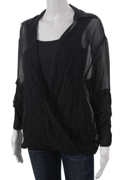 Bailey 44 Womens Basic Silk V-Neck Long Sleeve Blouse Pullover Size M