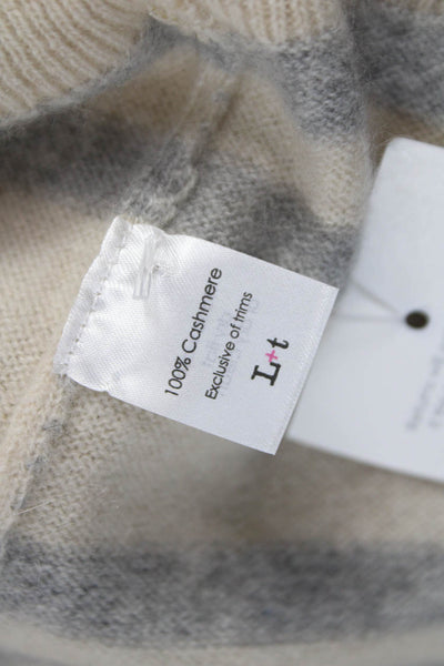 LT Women Pullover 100% Cashmere Striped Crew Neck Multicolor Long Sleeve Size M