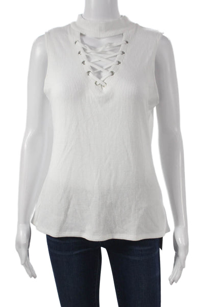 Generation Love Women Basic Sleeveless High Neck Tank White Size L