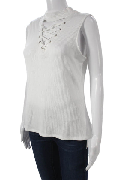 Generation Love Women Basic Sleeveless High Neck Tank White Size L