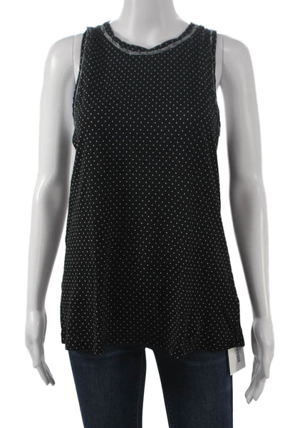 Stateside Women Basic Sleeveless Polka Dot Supima Cotton Tank Black Size M