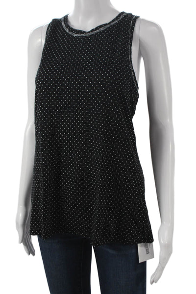Stateside Women Basic Sleeveless Polka Dot Supima Cotton Tank Black Size M