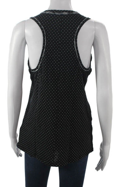 Stateside Women Basic Sleeveless Polka Dot Supima Cotton Tank Black Size M