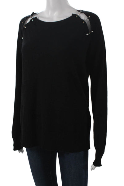 The Kooples Women Pullover Wool Boat Neck Long Sleeve Black Size M