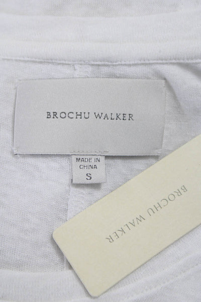 Brochu Walker Womens Basic Sleeveless Tank White Scoop Neck Linen Size S