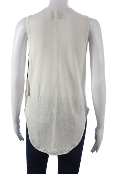 Brochu Walker Women Ivory V-Neck Linen Tank Sleeveless Basic Size S