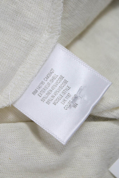 Brochu Walker Women Ivory V-Neck Linen Tank Sleeveless Basic Size S