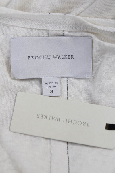 Brochu Walker Women Ivory V-Neck Linen Tank Sleeveless Basic Size S