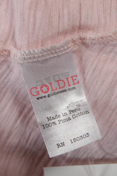 Goldie Women Basic Pink Pima Cotton Short Sleeve T-Shirt Size L