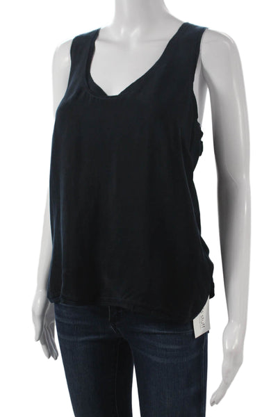 Pharaoh Womens Black Cupro Scoop Neck Sleeveless Basic Tank Size 1