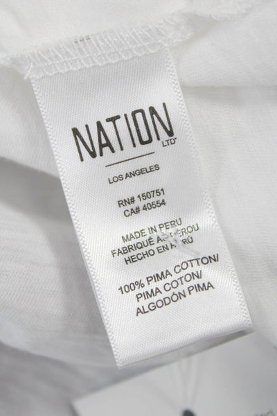 Nation LTD Womens Basic Sleeveless Henley Tank White Pima Cotton Size L