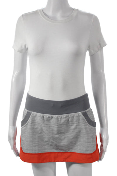 Lululemon Women Athletic Striped Gray Polyester Mini Skort Pull On Size 6