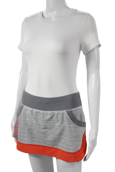 Lululemon Women Athletic Striped Gray Polyester Mini Skort Pull On Size 6