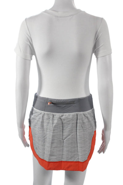 Lululemon Women Athletic Striped Gray Polyester Mini Skort Pull On Size 6