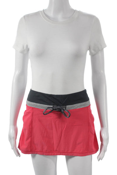 Lululemon Women Athletic Pink Mini Skort Recycled Polyester Drawstring Size 8