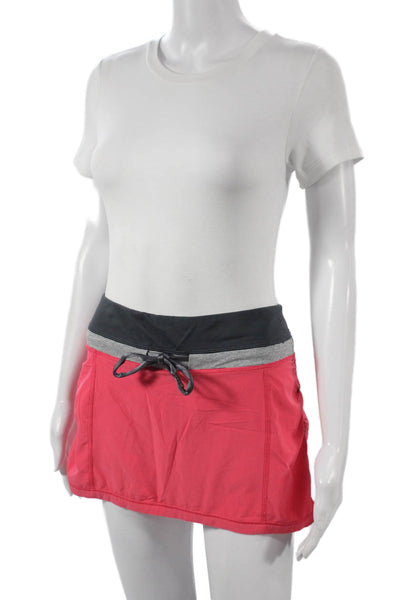 Lululemon Women Athletic Pink Mini Skort Recycled Polyester Drawstring Size 8
