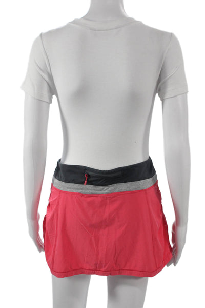 Lululemon Women Athletic Pink Mini Skort Recycled Polyester Drawstring Size 8