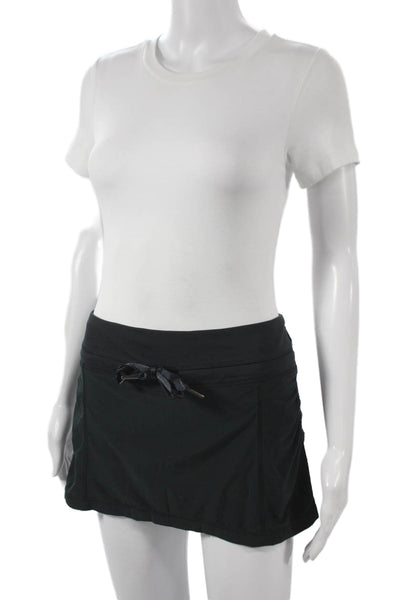 Lululemon Women Athletic Black Polyester Blend Mini Skort Drawstring Size 8