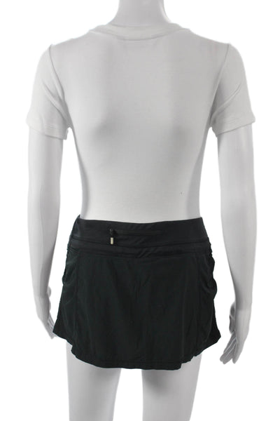 Lululemon Women Athletic Black Polyester Blend Mini Skort Drawstring Size 8