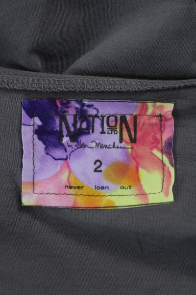 Nation LTD Women Gray Tank Dress Scoop Neck Knee Length Supima Cotton Size 2