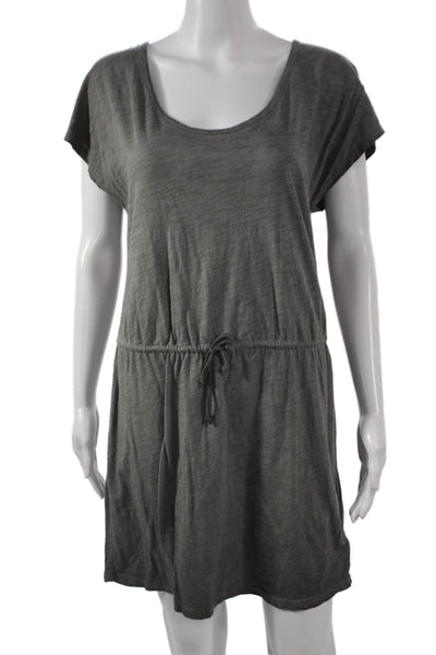 Nation LTD Women T-Shirt Dress Gray Scoop Neck Cotton Short Sleeve Size M