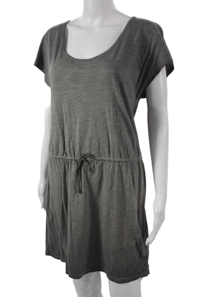 Nation LTD Women T-Shirt Dress Gray Scoop Neck Cotton Short Sleeve Size M