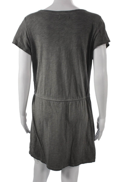 Nation LTD Women T-Shirt Dress Gray Scoop Neck Cotton Short Sleeve Size M