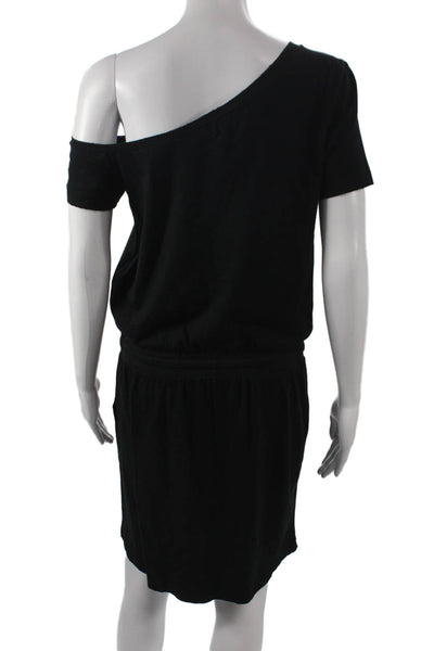 Philanthropy Womens Blouson Dress Black One Shoulder Knee Length Size M