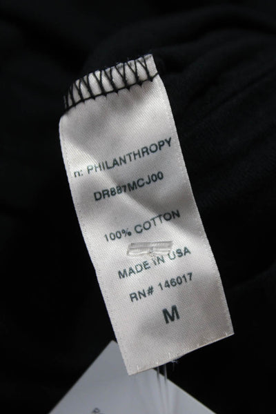 Philanthropy Womens Blouson Dress Black One Shoulder Knee Length Size M