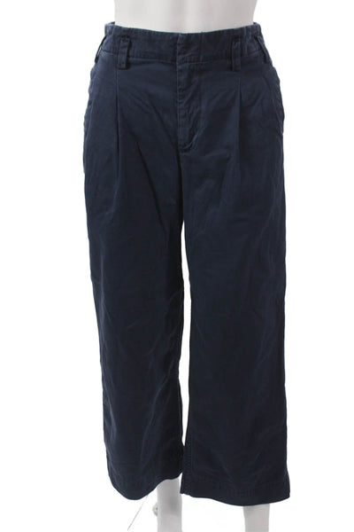 J Crew Womens Chino Pants Blue Cotton Zip 24in Inseam Size 6