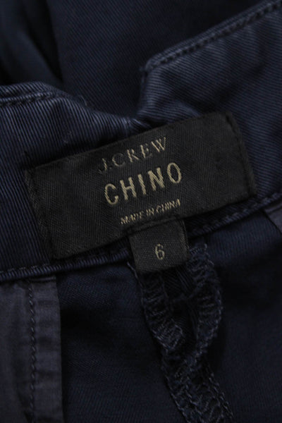 J Crew Womens Chino Pants Blue Cotton Zip 24in Inseam Size 6