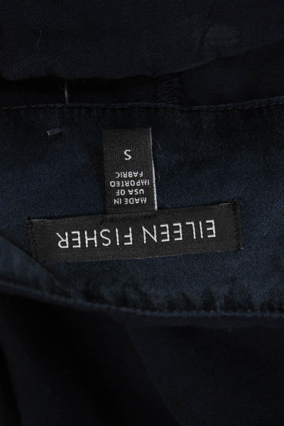 Eileen Fisher Womens Dress Pants Blue Cotton Blend Zip Inseam 31 Size S
