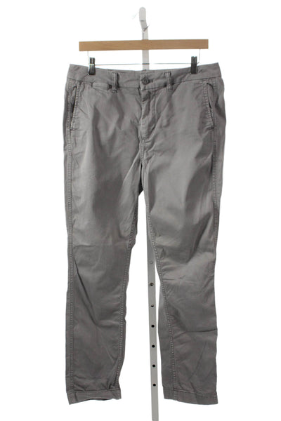 J Crew Womens Chino Pants Gray Button Closure Size 28 Tall
