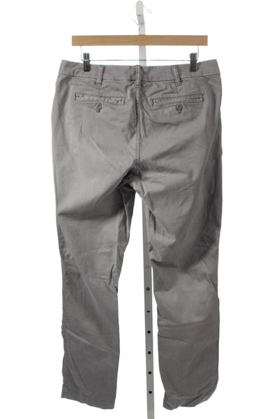 J Crew Womens Chino Pants Gray Button Closure Size 28 Tall