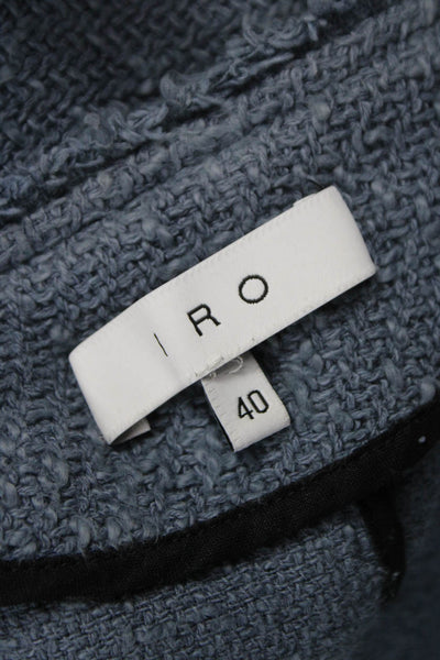 IRO Women Motorcycle Jacket Blue 100% Cotton Snap Closure Size 40