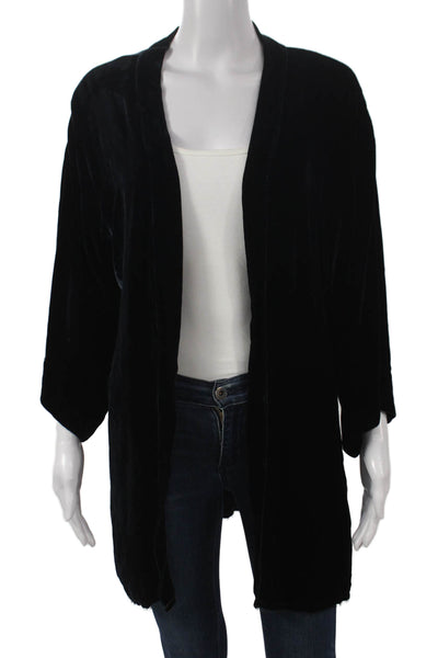 Nation LTD Women Kimono Jacket Black Long Sleeve Silk Rayon Size S