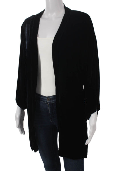 Nation LTD Women Kimono Jacket Black Long Sleeve Silk Rayon Size S