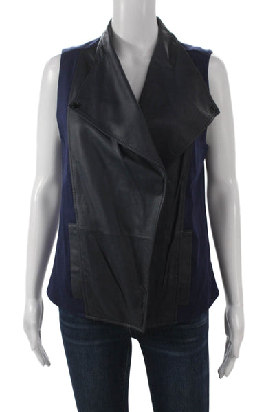 Vince Women Goat Leather Black Sleeveless Vest Size S