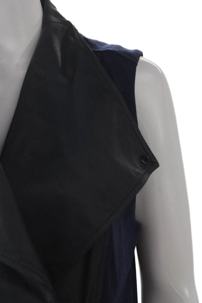 Vince Women Goat Leather Black Sleeveless Vest Size S