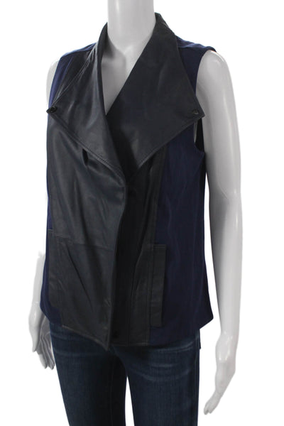 Vince Women Goat Leather Black Sleeveless Vest Size S