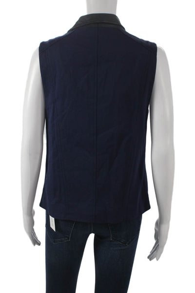 Vince Women Goat Leather Black Sleeveless Vest Size S