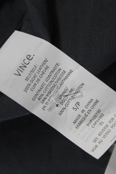 Vince Women Goat Leather Black Sleeveless Vest Size S