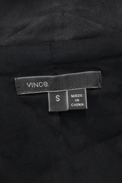 Vince Women Goat Leather Black Sleeveless Vest Size S