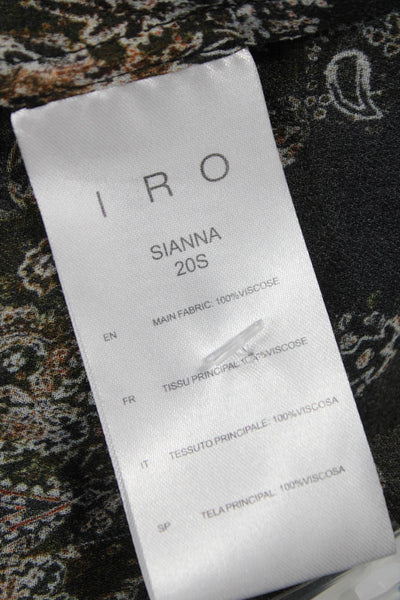 IRO Women Tunic Multicolor Paisley V-Neck Lace Up Viscose Long Sleeve Size 36
