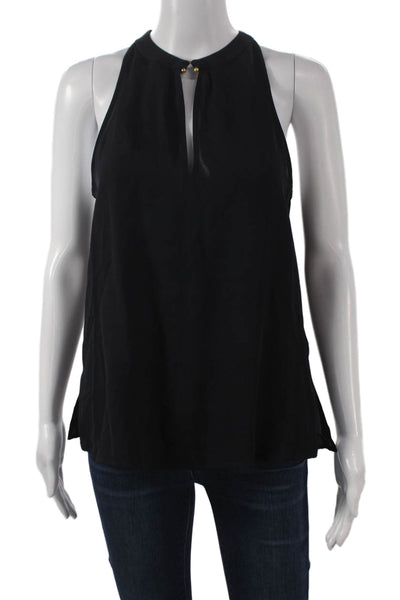 A.L.C. Womens Basic Halter Silk Tank Sleeveless Black Button Size 4