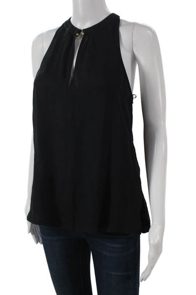 A.L.C. Womens Basic Halter Silk Tank Sleeveless Black Button Size 4
