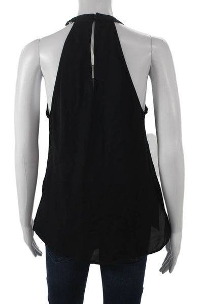 A.L.C. Womens Basic Halter Silk Tank Sleeveless Black Button Size 4